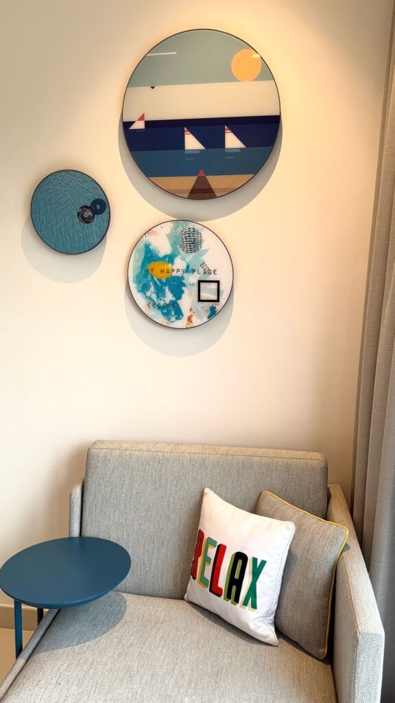 oversized artwork in a living room